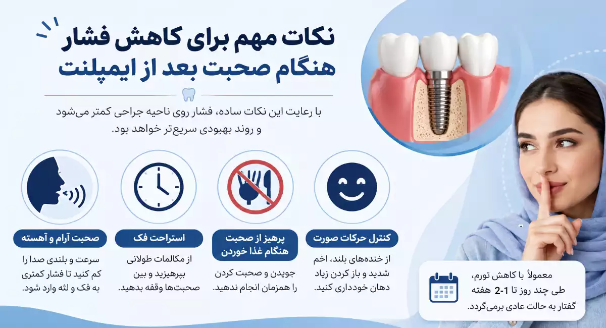 حرف زدن بعد از ایمپلنت دندان؛ زمان مناسب و نکات مهم بعد از جراحی