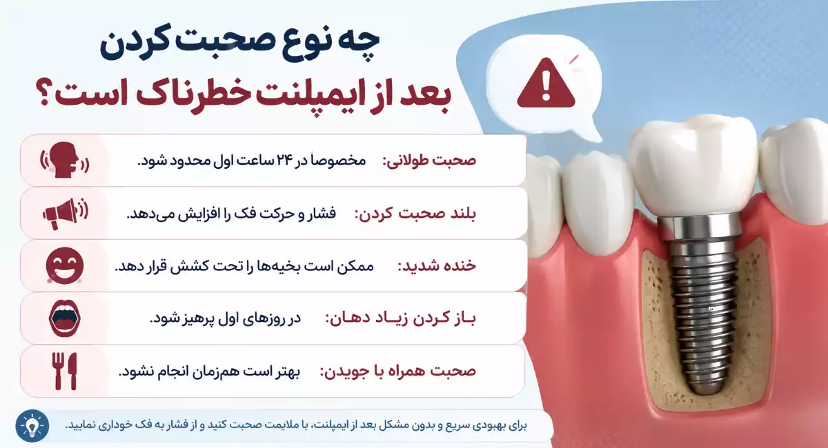 حرف زدن بعد از ایمپلنت دندان؛ زمان مناسب و نکات مهم بعد از جراحی